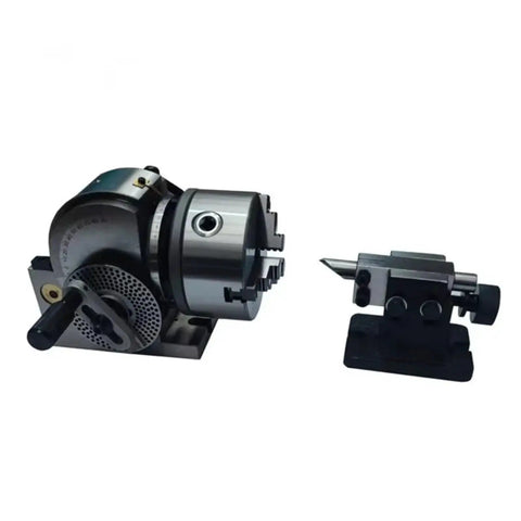 Heavy Duty Rock Solid Six Inch Semi Indexing Dividing Head With Three Jaw Tailstock Chuck For Cnc Milling Shops And Knuckle Bashers Built Killa Tough For The Daily Grind, showing steel body and precision components.