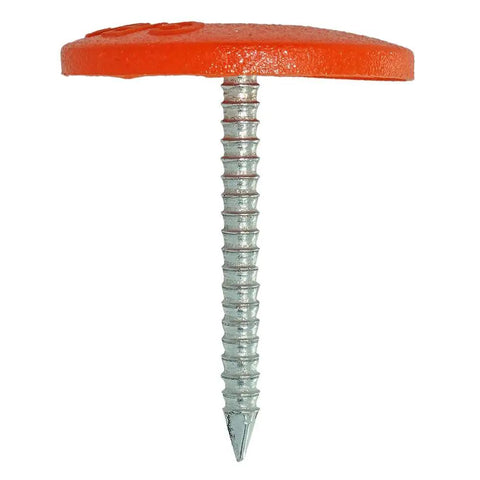 Pro Grade Electro Galvanized Steel Plastic Cap Nail with wide round head and ring shank, 1 1/4 inch, for anchoring