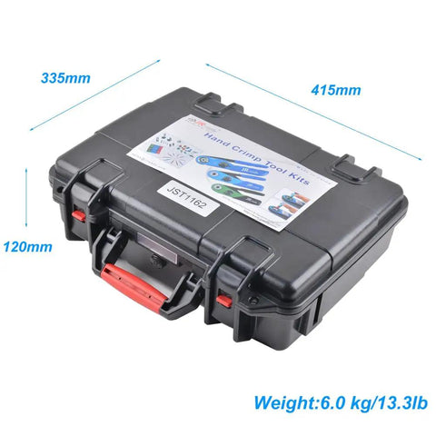 New JST1162 ASF1 Crimping Tool Kit For 12 To 26 AWG Wire With adjustable solid contacts in sturdy black carrying case.