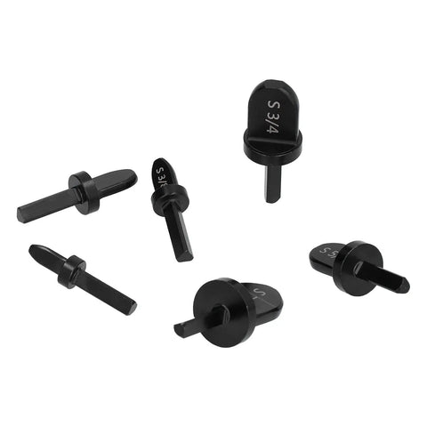Top Quality 6 Piece Copper Pipe Swaging Drill Bit Set With Triangle Handle Tube Expander Tool Kit For Air Conditioning And Conduit Work Featuring 1/4, 3/8, 1/2, 5/8, 3/4, And 7/8 Inch Imperial Sizes Perfect For Pros, showing assorted black steel swage bits.