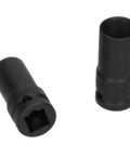 Heavy Duty Locking Wheel Nut Removal Sockets Kit For Car With Protective Inserts To Strip Stuck Lug Bolts Easily Using Durable Thin-Walled Aluminum Alloy Impact Tools To Fix Tires Fast And Save Your Rims From Damage, black socket pair