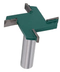Upgrade Your Shop With This Badass 2 Inch CNC Surfacing Bit For Flattening Wood Or MDF Like A Boss, showing four flutes and steel shank.