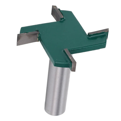 Upgrade Your Shop With This Badass 2 Inch CNC Surfacing Bit For Flattening Wood Or MDF Like A Boss, showing four flutes and steel shank.