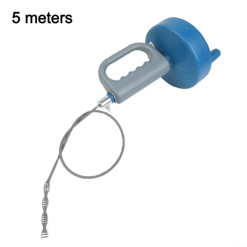 Heavy Duty Drain Cleaner Spring Coil Strip Multi Length Plumbing Snaker 5 meter flexible tool with ergonomic grip for drains.