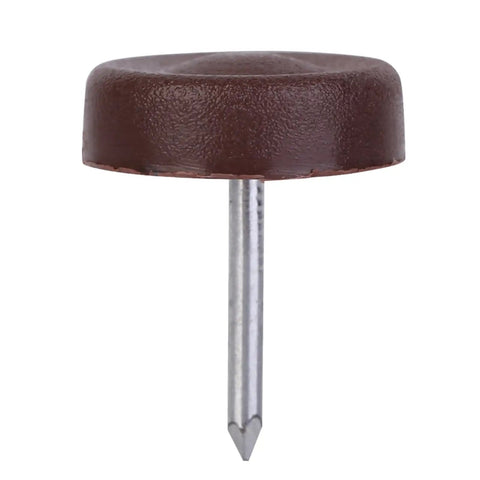 Heavy Duty Durable Plastic Furniture Glides For Chairs Tables And Sofas With No Slip Nail Pads In Coffee Color 100 Pack Flat Surface 18mm Diameter