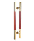Dope Gate Hardware Glass Door Handle In Slick European Titanium Gold Red Wood Grain Finish For Wooden Doors with stainless steel grip