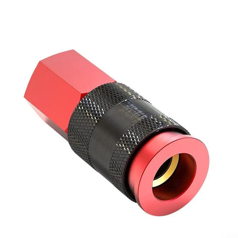 Real Deal 25 Foot Red Polyurethane Air Hose Kit Professional Grade Featuring One Quarter Inch Snap Fit Quick Coupler Automatic Rewind System For Smart Mechanics Auto Garage Shop Projects Abrasion Proof Coil Tube That Stops Tangling Forever, red hose fitting