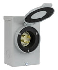 30 Amp NEMA 3R Generator Power Inlet Box For Outdoor Use Hookup Up To 7,500 Running Watts, Weatherproof Powder Coated Steel, Gray