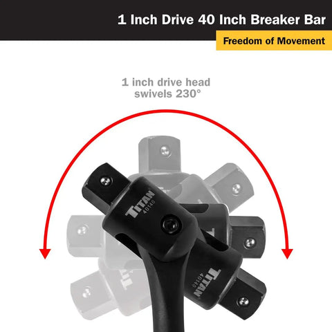 Beefy 1-Inch Drive 40-Inch Breaker Bar With 180-Degree Swivel Head For Peak Torque, Heavy-Duty Chrome Vanadium Steel, Corrosion-Resistant Chrome Plated Bar And Black Oxide Head, Replacement Head Available 12023