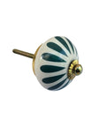 Decorative ceramic knob with stripes, Handmade White Cabinet Knobs and Decorative Drawer Pulls for Cabinets and Furniture Grab and Go