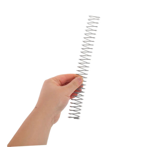 Hand holding a metal spring component from Fabric Cutter Flat Spring Holder For Cutting Machine Head Support, 5 Piece Set.