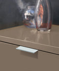 2 Inch Center To Center Aluminum Modern Cabinet And Drawer Edge Pull Handle installed on kitchen cabinet, 70mm length, aluminum finish