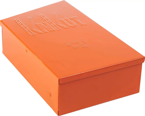 Orange case for 29 Piece Jobber Length Drill Bit Set 1/16 To 1/2 Inch By 64ths With 135 Degree Split Point 3 Flats On Shank Made In USA