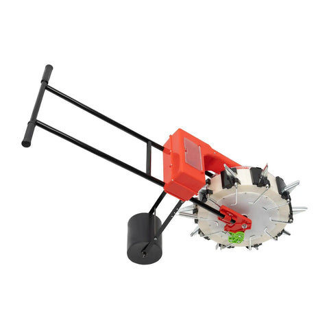 Easy To Use Manual Seed Planter With Hand Push Roller Seeder For The Garden, No Fuss 10-Port Seed Dispenser side view