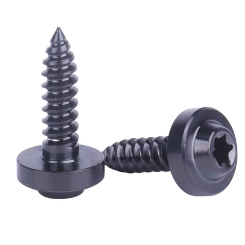 Badass Titanium Self Tapping Screws M5 X 18Mm Torx Head Design For Rock Solid Fastening Heavy Duty Automotive Repair Projects Smooth Drilling And Superior Corrosion Resistance Four Black, showing detailed view of black titanium screws.