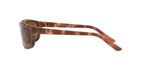 Mens Rectangular Sunglasses RB4114 Lightweight Sport Wraparound Frames In Havana Brown 62 mm Lens Width with Temple Logo Side View