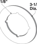 Diagram of Three And One Half Inch Chrome Plated Door Back Plate For Backset Conversion From Two And Three Eighths To Two And Three Quarters