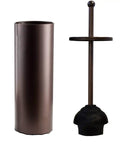 Heavy Duty Bronze Toilet Plunger With Metal Canister Holder And Drip Cup, Quick Dry Finish, Deep Cleaning Power For Bathroom