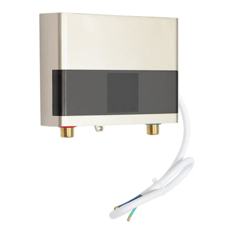 Image of 4000W Mini Tankless Water Heater Beats the Cold with Instant Hot Water Delivery compact unit showing inlets and electric wiring.