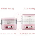 Five Layer Electric Food Dehydrator With Adjustable Shelves For Home Fruit Vegetable And Meat Jerky Drying Countertop Appliance showing height adjustments.