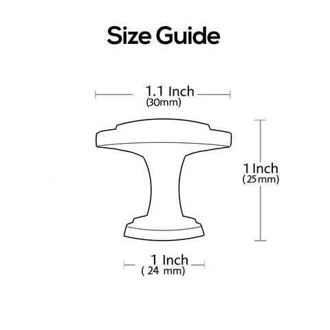 Size guide for 10 Pack Brushed Satin Nickel Round Cabinet Knobs One Point One Inch Diameter Solid Cabinet Hardware