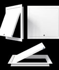 Heavy Duty Steel Access Panel Door, Lockable Reinforced Metal Frame With Spare Keys For Drywall Ceiling Attic Wall Mounts, Outdoor Kitchen Ready, Built Like A Tank, showcasing multiple angles.