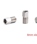 Hydraulic Disc Brake Service Kit With Sleeve Nuts Rubber Covers Brass Olives And Barbed Fittings For One Bike Installation Compatible With Shimano BH59 BH90 AVID SRAM And Magura Hose Pack Of Four Sets showing 8mm sleeve nuts