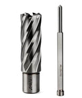 OSCARBIDE 7/8x2 in annular cutter and 3/4 in Weldon shank mag drill bit; 2-piece set, front view cutter and side view bit