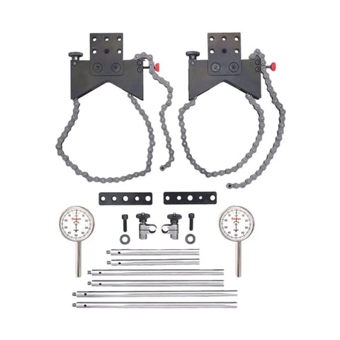 Pro Grade Shaft Alignment Chain Clamp Set With Case And Precision 196B5 Indicator Includes Snug PT18724 Extension Plate And Posts In Five Inch Seven And Seven Sixteenths Inch And Nine Inch For Fast Accurate Measurements