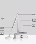 Heavy Duty Door Closer With Silent Soft Close For 25 To 85 Kg Doors Adjustable Speed Hydraulic Buffer Aluminum Alloy