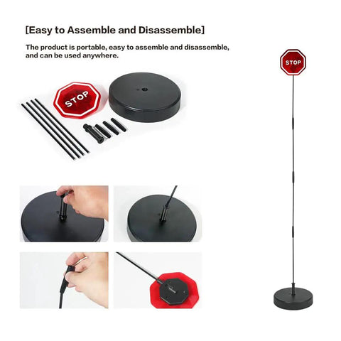Park Like A Boss Smart LED Reversible Garage Stop Sign With Heavy Duty Base And Flashing Warning Signal For Easy No Sweat Setup and assembly parts.