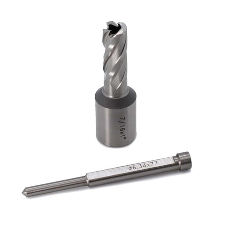 Two-piece tool set: OSCARBIDE 7/16 in annular cutter and 3/4 in Weldon-shank drill bit