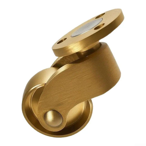 Heavy Duty Brass Casters Four Pack Double Ball Bearing Furniture Wheels Rust Resistant Smooth As Butter Rolling Hardware For Home And Shop Built Tough And Ready For The Daily Grind close-up brass caster wheel with dual bearings and safety lock