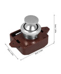 One Button Push Cabinet Latch Lock For Storage Drawers And Cabinets, Heavy Duty Zinc Alloy And ABS Construction, Brown casing