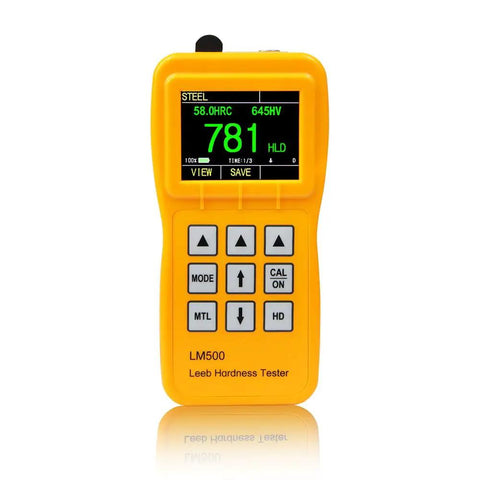Portable Digital Leeb Hardness Tester For Metals Pro Grade Metal Hardness Testing Device With Leeb Rebound Technology Wide Material Compatibility From Steel And Cast Iron To Aluminum And Copper Lightweight Field Ready LM500 front view
