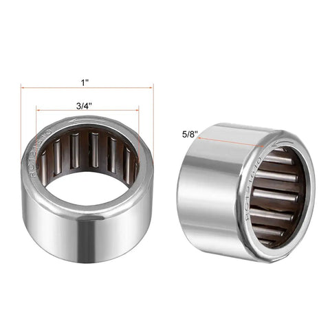 Beefy One Way Needle Roller Bearing Kit With Clutch For Smooth Operation, Three Quarters Inch Bore, One Inch Outer Diameter, Five Eighths Inch Wide