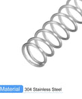 Five Pack 304 Stainless Steel Compression Springs, 4mm Outer Diameter, 0.2mm Wire, 50mm Free Length, Silver Tone, side view