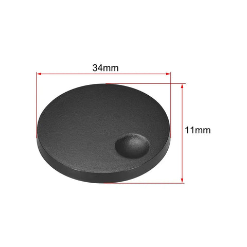Five Pack Potentiometer Knobs For Six Millimeter D Type Shaft Acrylic Encoder Style Volume And Tone Knobs For Electric Guitars Amps And Electronics Black Finish front view showing dimensions