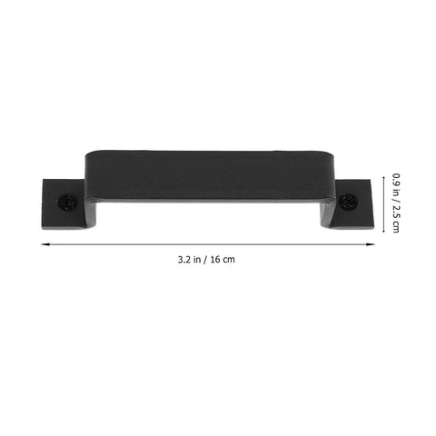Antique Black Barn Door Handles 2 Pack Set For Garage And Gate shown with dimensions 3.2 inches by 0.9 inches, retro metal style.