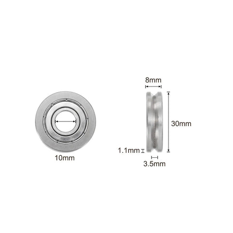 Slick Rolling V Groove Ball Bearings With Heavy Duty Shielded Seals For 10mm Shafts, chrome steel, 10mm diameter, precision crafted.
