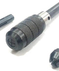 Three Piece Pin Chuck Drill Bit Set For Tiny Jobs Built Tough, showing knurled grip handle and three collets on white background