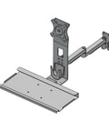 Rock Solid Heavy Duty Monitor Arm Stand Featuring A Roomy Integrated Keyboard Tray And Smooth Glide Mouse Pad for ergonomic workspace.