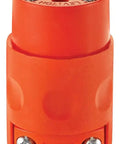 Heavy Duty 15 Amp 125 Volt PVC Grounding Cord Outlet 515CV OR Orange With Hinged Design, moisture-resistant plug visible