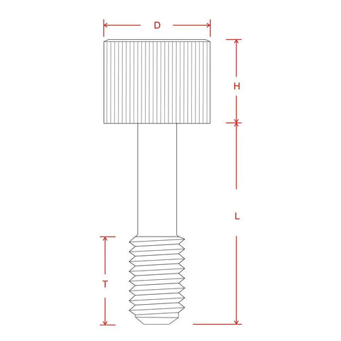 M4 X 12 Mm Knurled Captive Panel Screws Stainless Steel 4 Pack Thumb Fasteners Hardware Kit detailed technical drawing