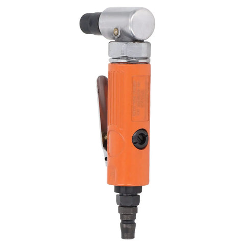 Pro Grade Air Die Grinder With Hella Comfy Ergonomic Handle And Precision Ball Bearing Design For Silky Smooth Grinding Tasks Featuring Lightweight Aluminum Body And Badass Vibration Control To Crush Any Shop Project Today, side view, orange and silver body, compact size.