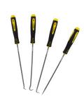 Pro Grade 4 Piece Long Pick And Hook Tool Set With Ergonomic Grip For Easy Oil Seal Removal, Includes Straight Pick Full Hook 45 Degree Hook And 90 Degree Hook, Durable Alloy Steel Automotive Hand Tools