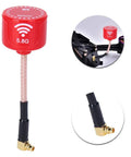Red Bendable High Gain 5.8GHz LHCP Antenna For RC Drones Directional FPV Antenna With UFL Connector shown in close-up view