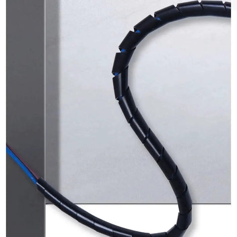 Flexible Spiral Cable Management Sleeve For Office And Home Use Durable PE Wire Organizer No Tools Needed Easy Wrap Flame Retardant And Wear Resistant Protect Cables From Damage Available In 10mm And 16mm Options 7m And 4m Lengths in use on desk for cable protection