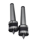 Durable Steel MT1 Mt2 Live Center Bearing Tailstock For Wood Turning Metalworking Lathe Tool 45# Steel Spindle Support Smooth Rotation, two steel live center tools shown.
