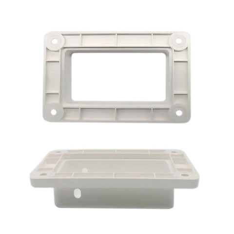 Top Shelf 2 Pack Slotted Handrail Bracket Kit For White Vinyl Fencing 2 By 3 5 Inch Post Mount With Included Screws showing durable white vinyl brackets.